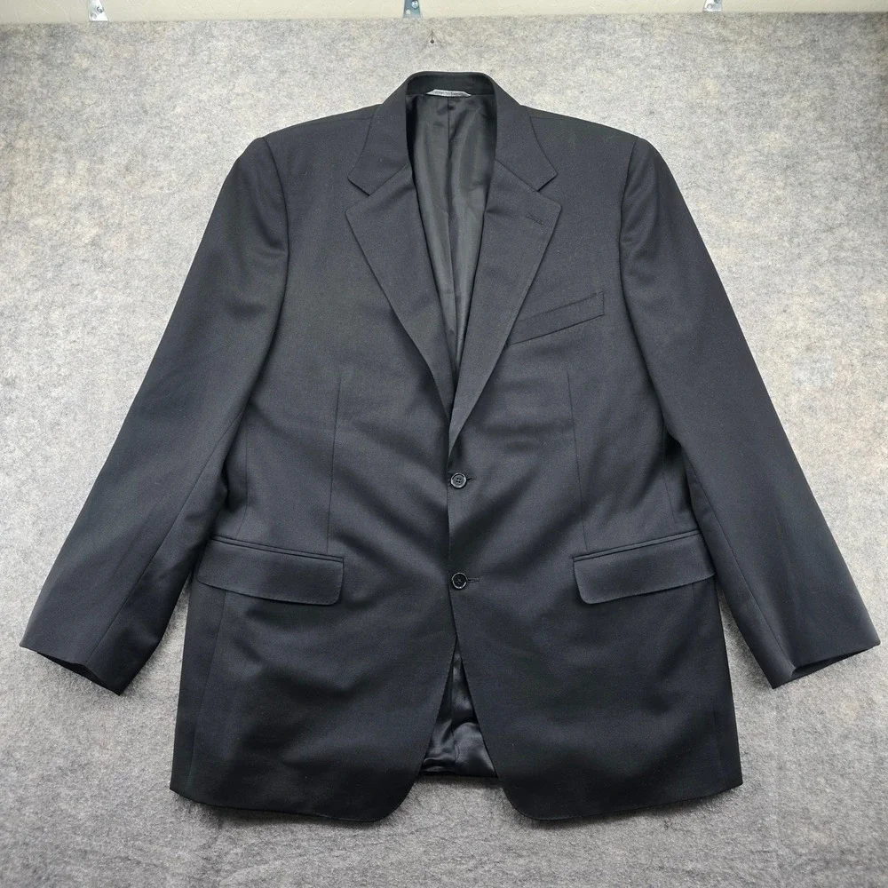 Canali Blazer Jacket Mens (US) 44R Black 100% Virgin Wool 2-Button Made in Italy